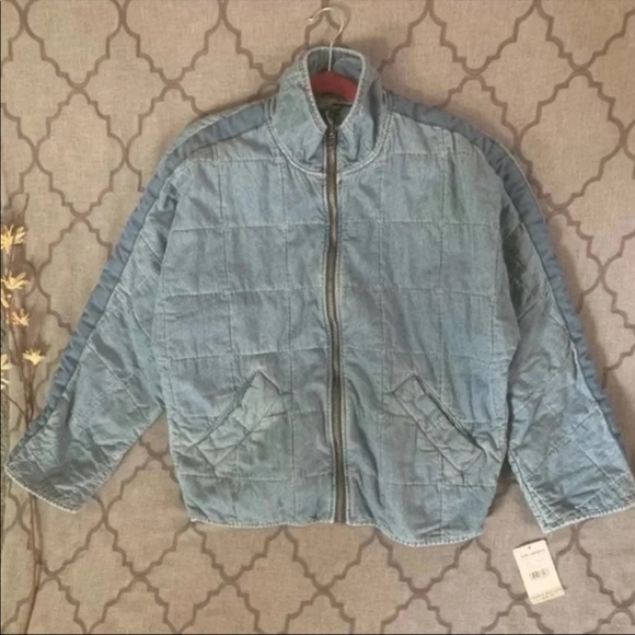 🎉HOST PICK🎉NWT-Free People Vintage-Vibe Dolman Quilted Denim Jacket (XS) - Picture 13 of 14